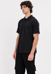 AERO Guys Black Textured Button Down with Pocket