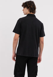 AERO Guys Black Textured Button Down with Pocket