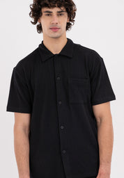 AERO Guys Black Textured Button Down with Pocket