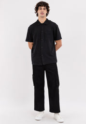 AERO Guys Black Textured Button Down with Pocket