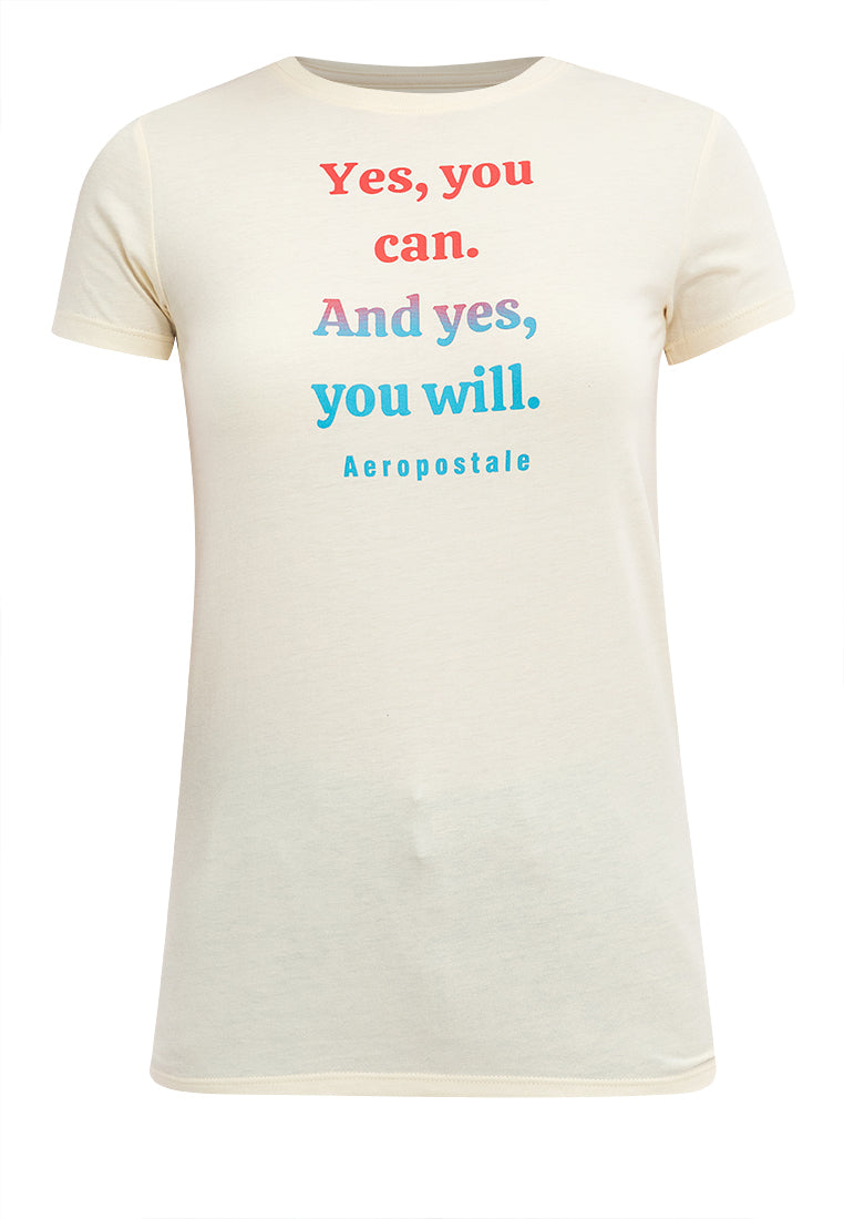 AEROPOSTALE Girls Cloud Cream Comfort Fit Graphic Tee