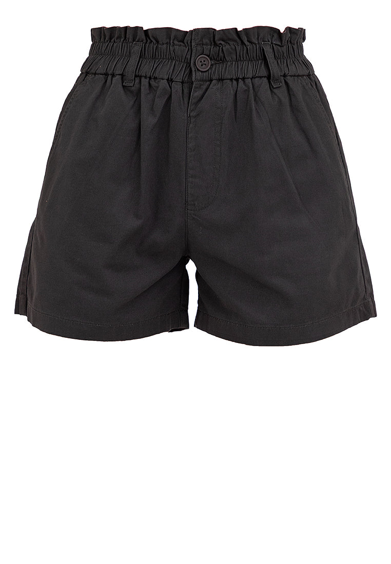 ELASTIC WASIT PAPERBAG SHORTS Dark Gray