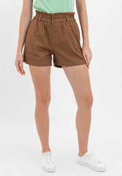 ELASTIC WASIT PAPERBAG SHORTS Brown