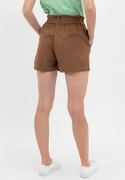 ELASTIC WASIT PAPERBAG SHORTS Brown