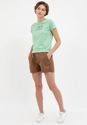 ELASTIC WASIT PAPERBAG SHORTS Brown