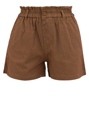 ELASTIC WASIT PAPERBAG SHORTS Brown