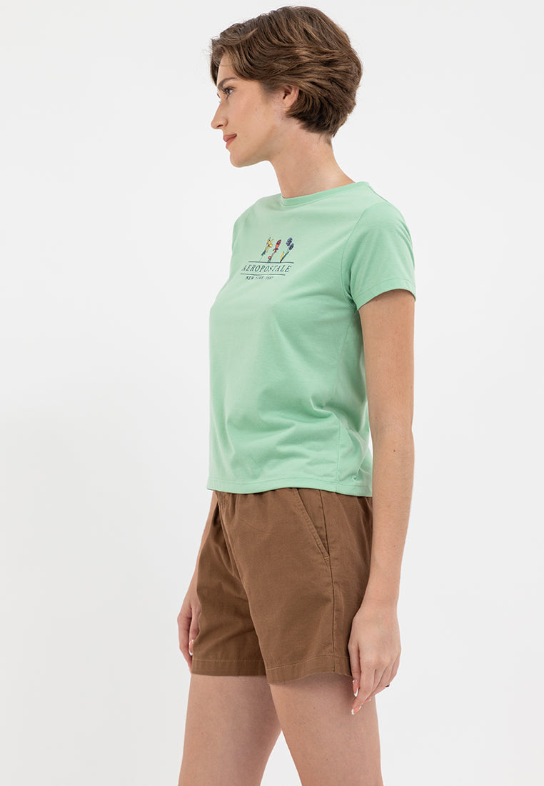 FLORAL GRAPHIC TEE Hemlock Green