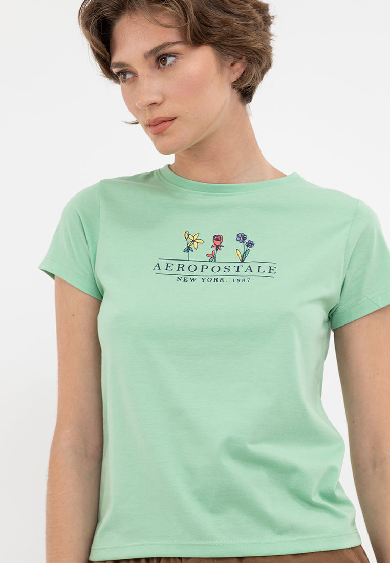 FLORAL GRAPHIC TEE Hemlock Green
