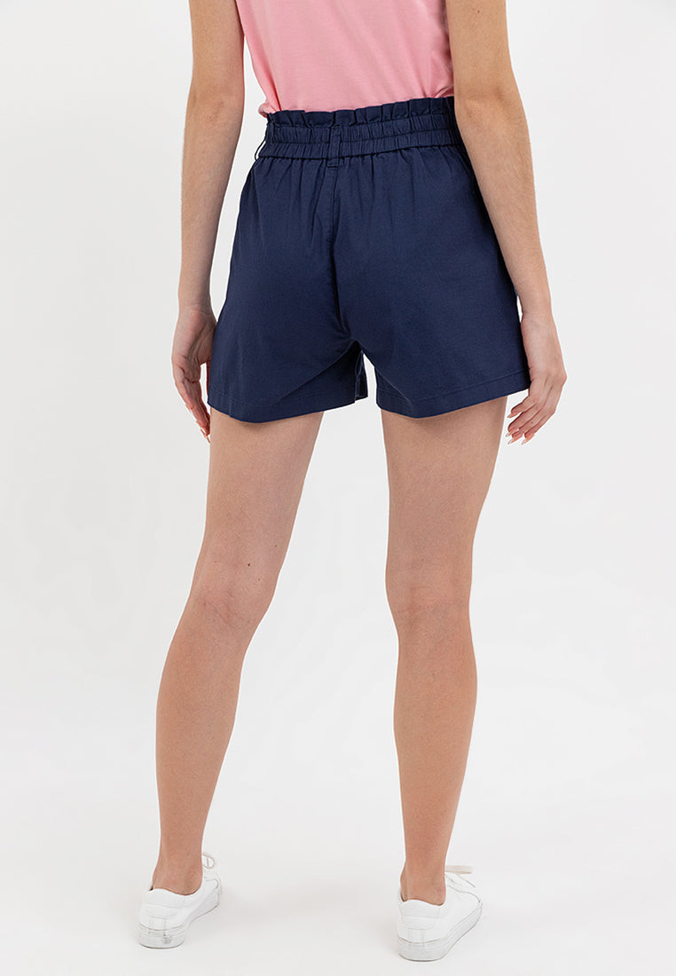 ELASTIC WASIT PAPERBAG SHORTS Navy Blue