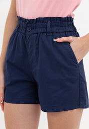 ELASTIC WASIT PAPERBAG SHORTS Navy Blue