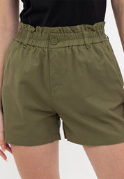 ELASTIC WASIT PAPERBAG SHORTS Green