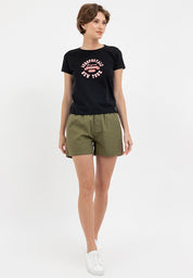 ELASTIC WASIT PAPERBAG SHORTS Green
