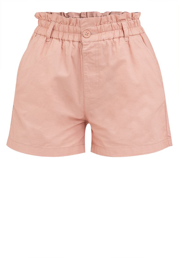 ELASTIC WASIT PAPERBAG SHORTS Pink