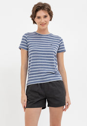A87 BOXY STRIPE TEE Blue