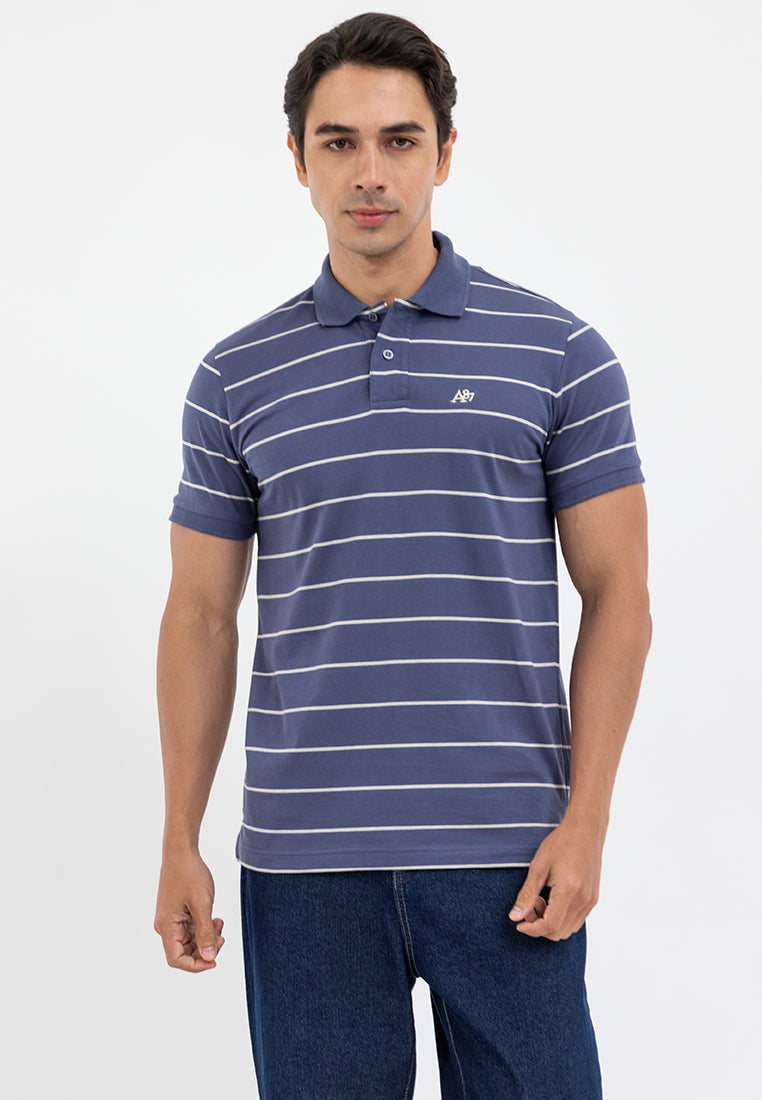 EMBROIDERED LOGO STRIPED POLO SHIRT