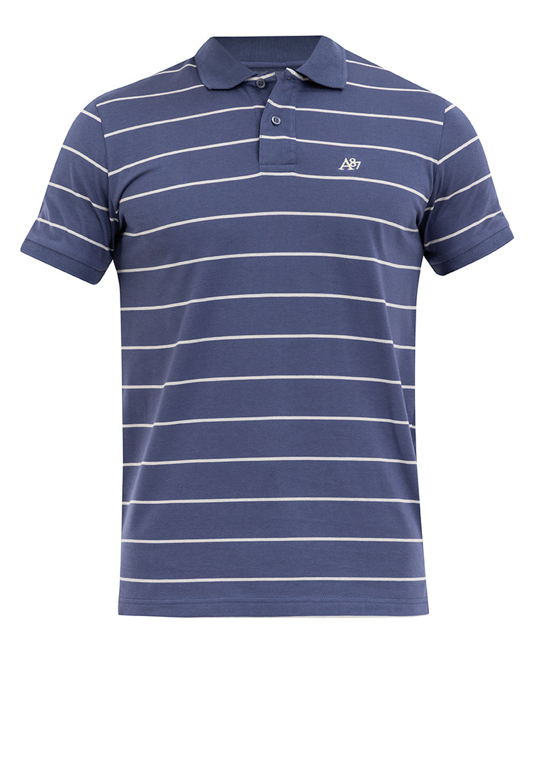 EMBROIDERED LOGO STRIPED POLO SHIRT