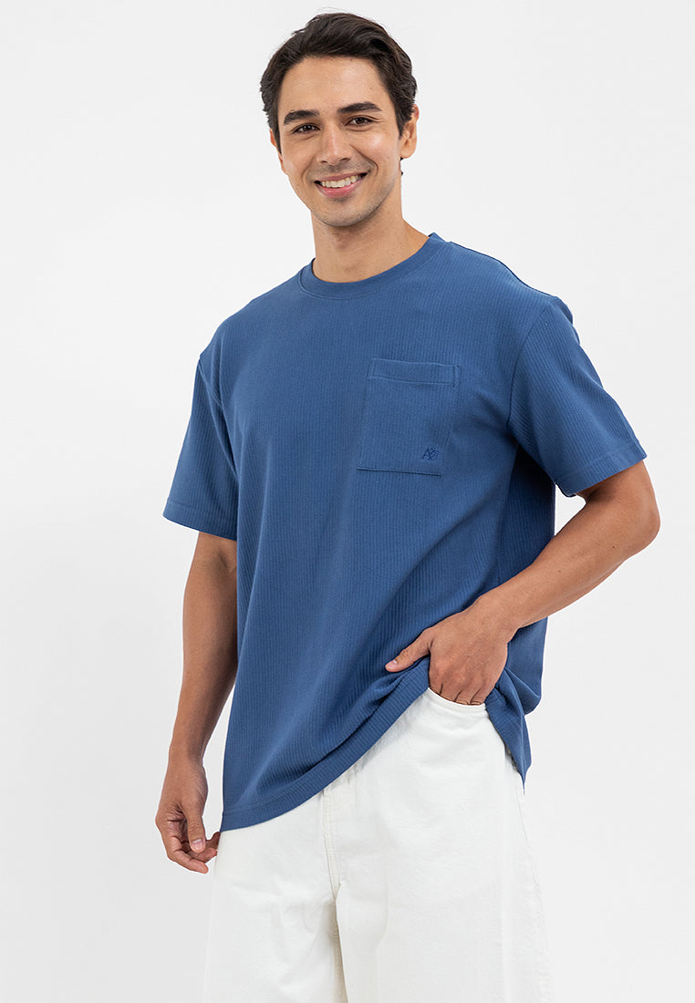 STRIPE WAFFLE LOOSE POCKET TEE