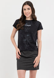 AOP FLORAL TEE Black