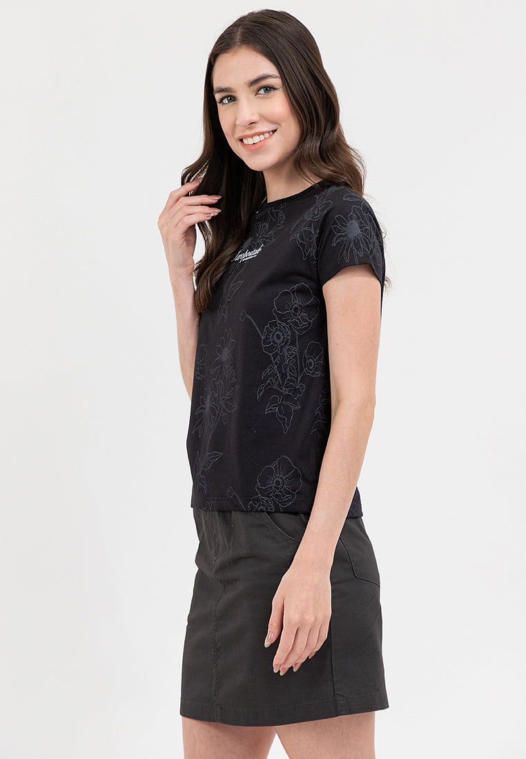 AOP FLORAL TEE Black