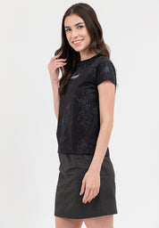 AOP FLORAL TEE Black