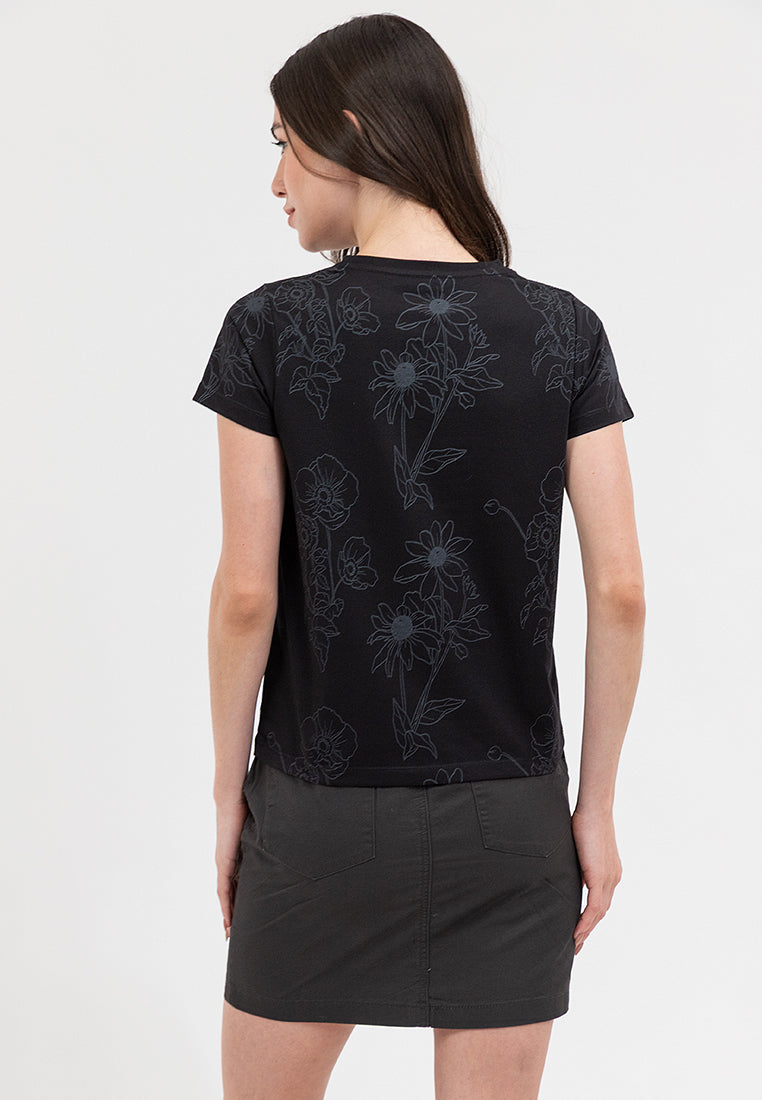 AOP FLORAL TEE Black