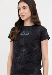 AOP FLORAL TEE Black