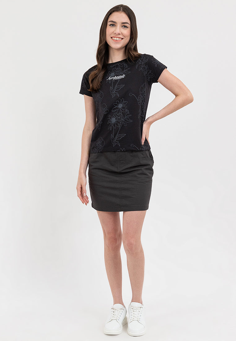 AOP FLORAL TEE Black