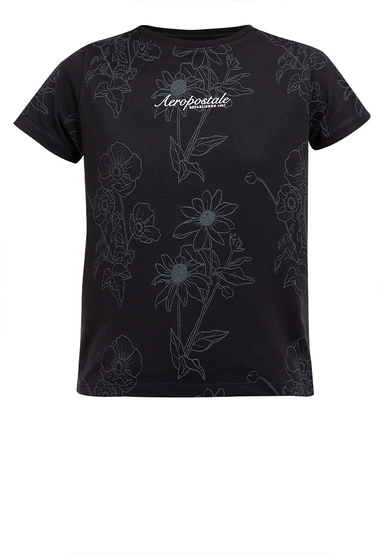 AOP FLORAL TEE Black