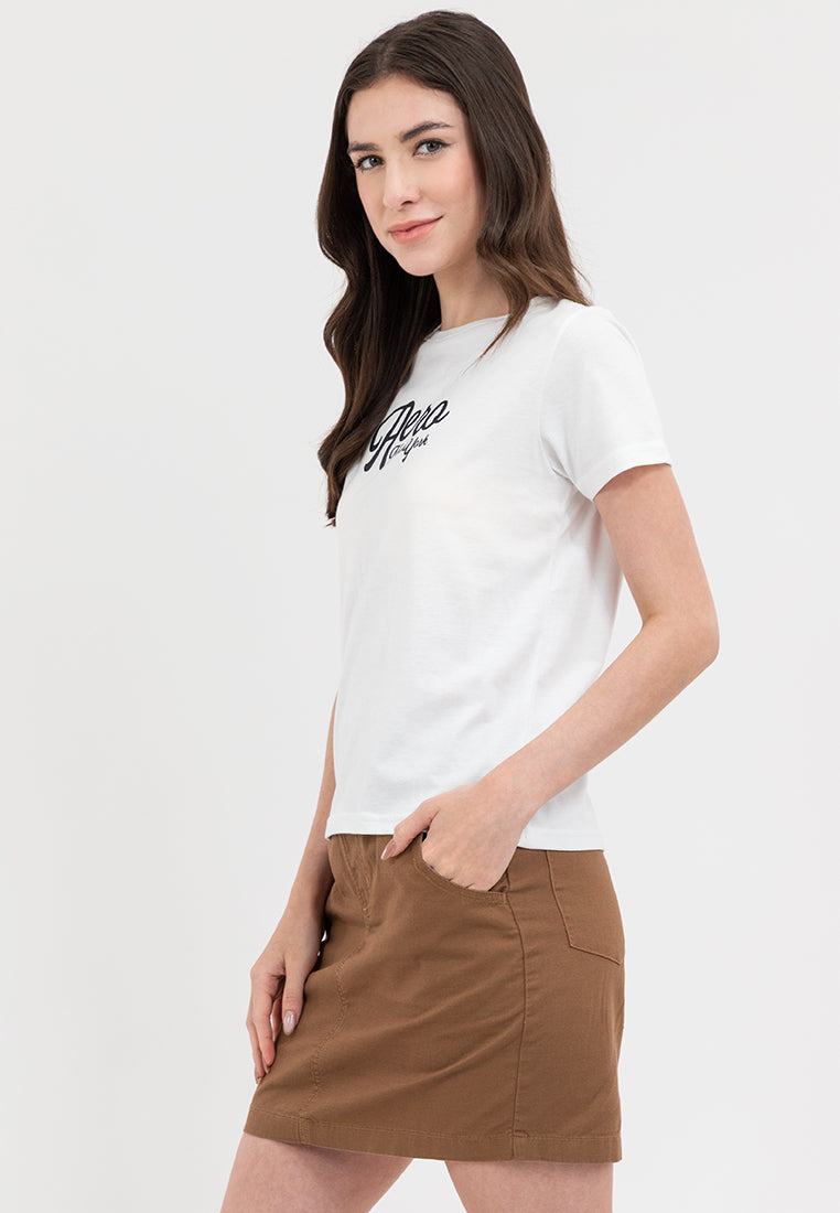 BRAND LOGO SCRIPT TEE White