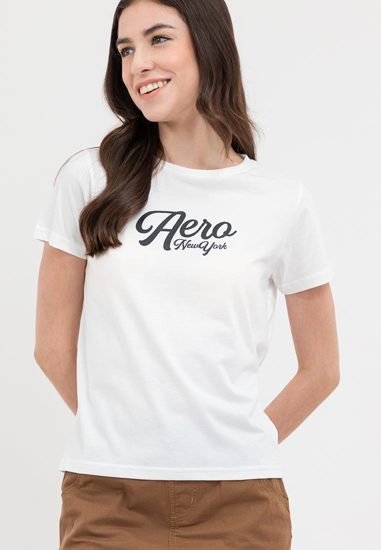BRAND LOGO SCRIPT TEE White