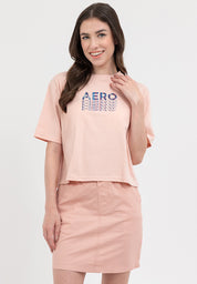 GRADIENT LOGO BOXY TEE  Evening Sand