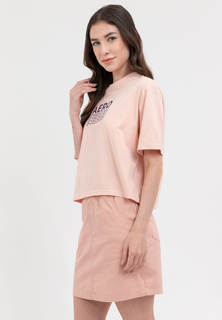GRADIENT LOGO BOXY TEE  Evening Sand