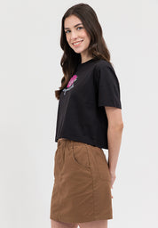 FLORAL BOXY TEE Black