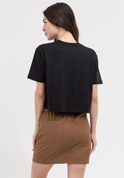 FLORAL BOXY TEE Black
