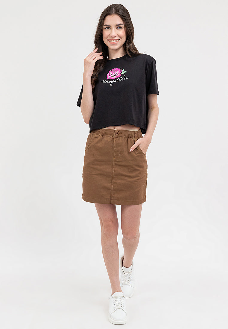 FLORAL BOXY TEE Black