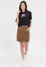 FLORAL BOXY TEE Black