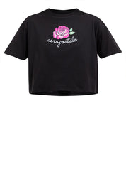FLORAL BOXY TEE Black