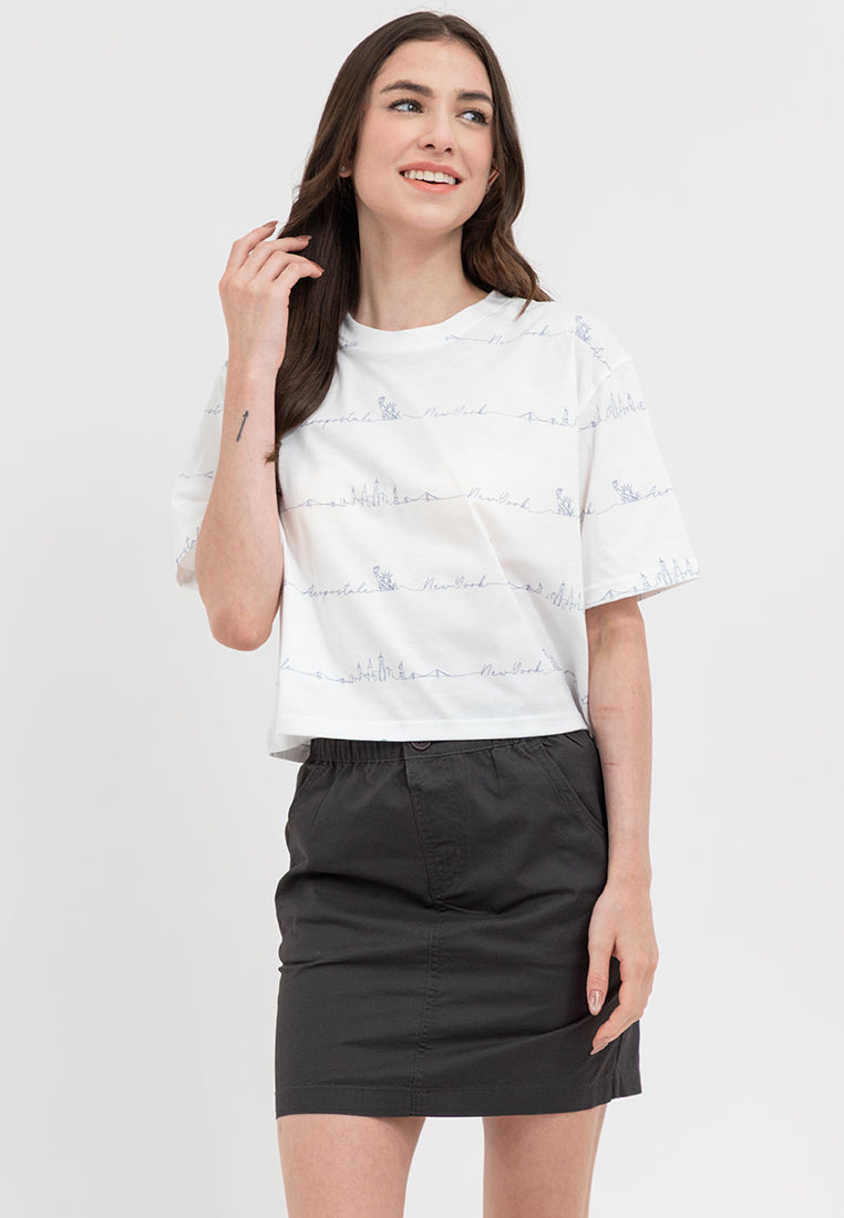 SCRIPT LOGO PATTERN BOXY FIT TEE White