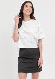 SCRIPT LOGO PATTERN BOXY FIT TEE White
