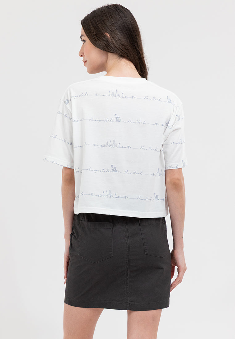 SCRIPT LOGO PATTERN BOXY FIT TEE White