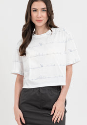 SCRIPT LOGO PATTERN BOXY FIT TEE White