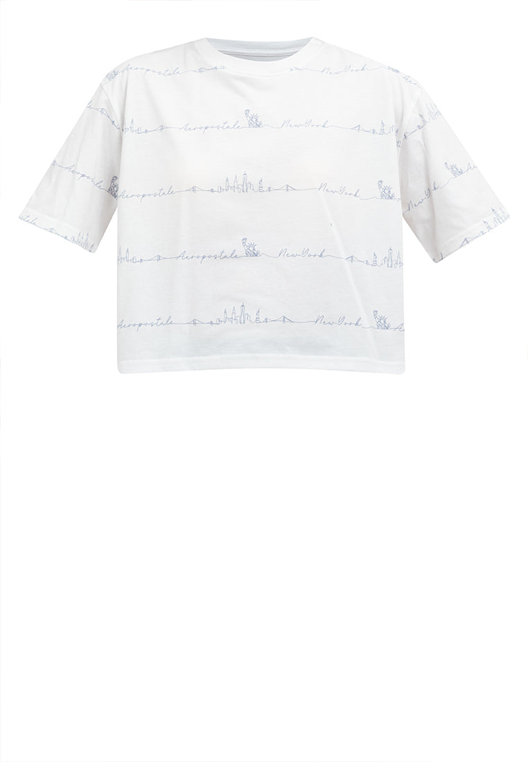 SCRIPT LOGO PATTERN BOXY FIT TEE White