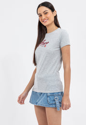 APPLIQUE LOGO AND MINI FLORAL GRAPHIC TEE