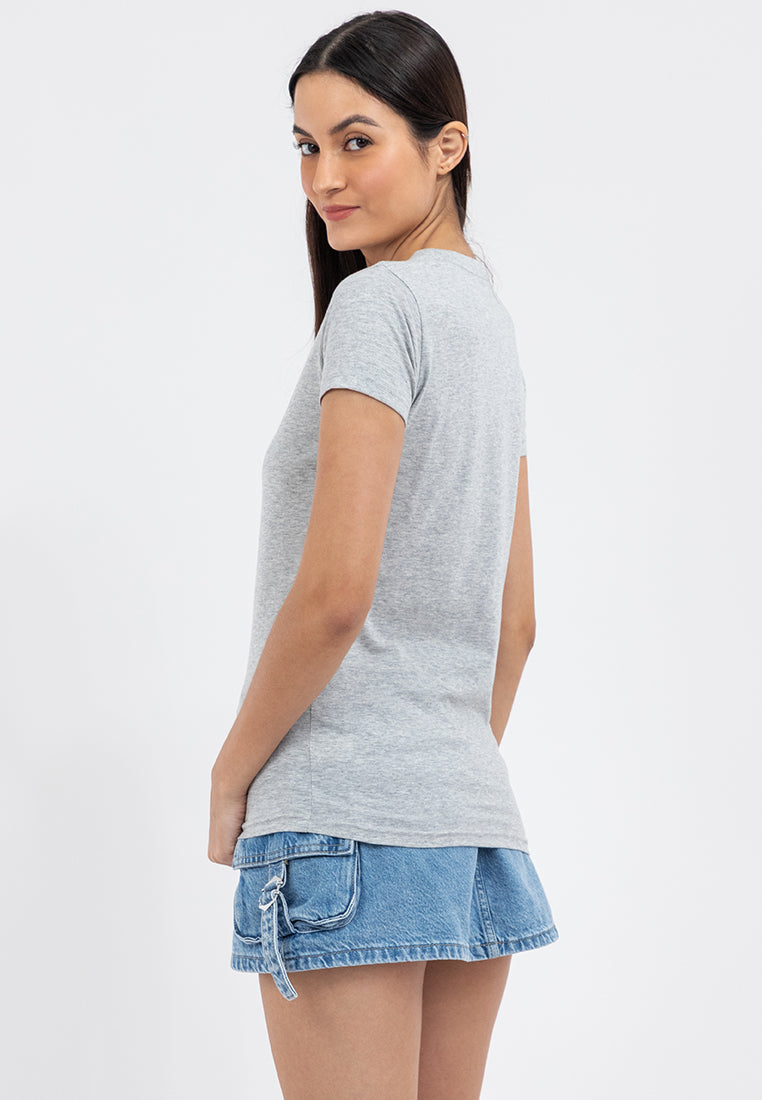 APPLIQUE LOGO AND MINI FLORAL GRAPHIC TEE