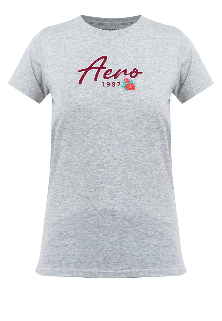 APPLIQUE LOGO AND MINI FLORAL GRAPHIC TEE