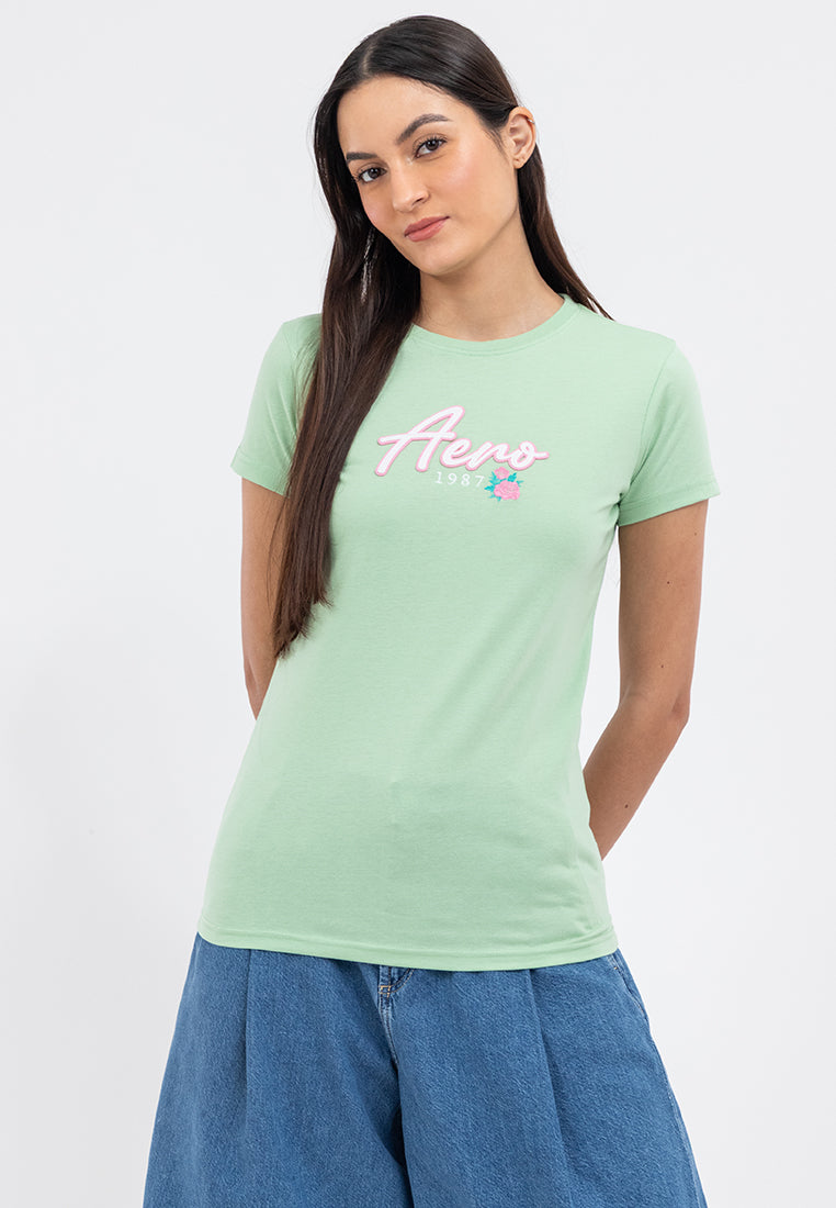 APPLIQUE LOGO AND MINI FLORAL GRAPHIC TEE
