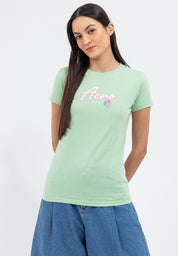 APPLIQUE LOGO AND MINI FLORAL GRAPHIC TEE