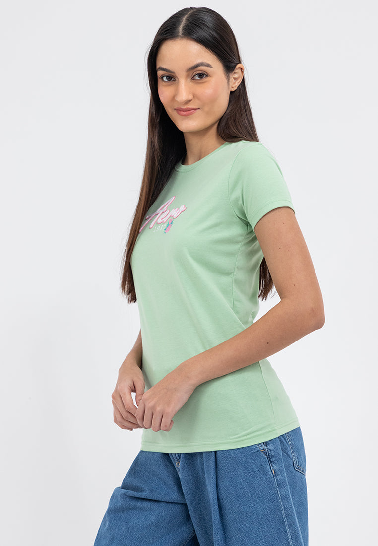 APPLIQUE LOGO AND MINI FLORAL GRAPHIC TEE