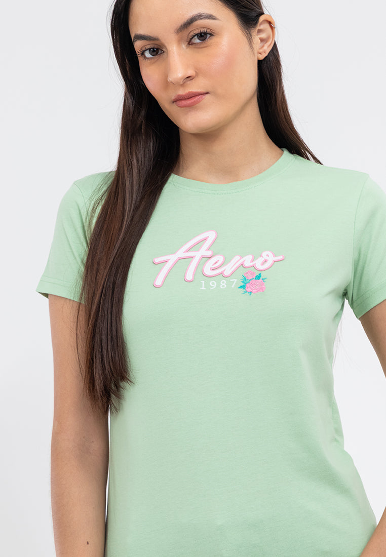 APPLIQUE LOGO AND MINI FLORAL GRAPHIC TEE