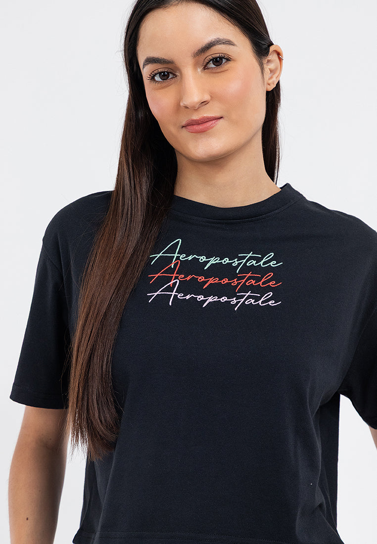 EMBROIDERED LOGO BOXY TEE